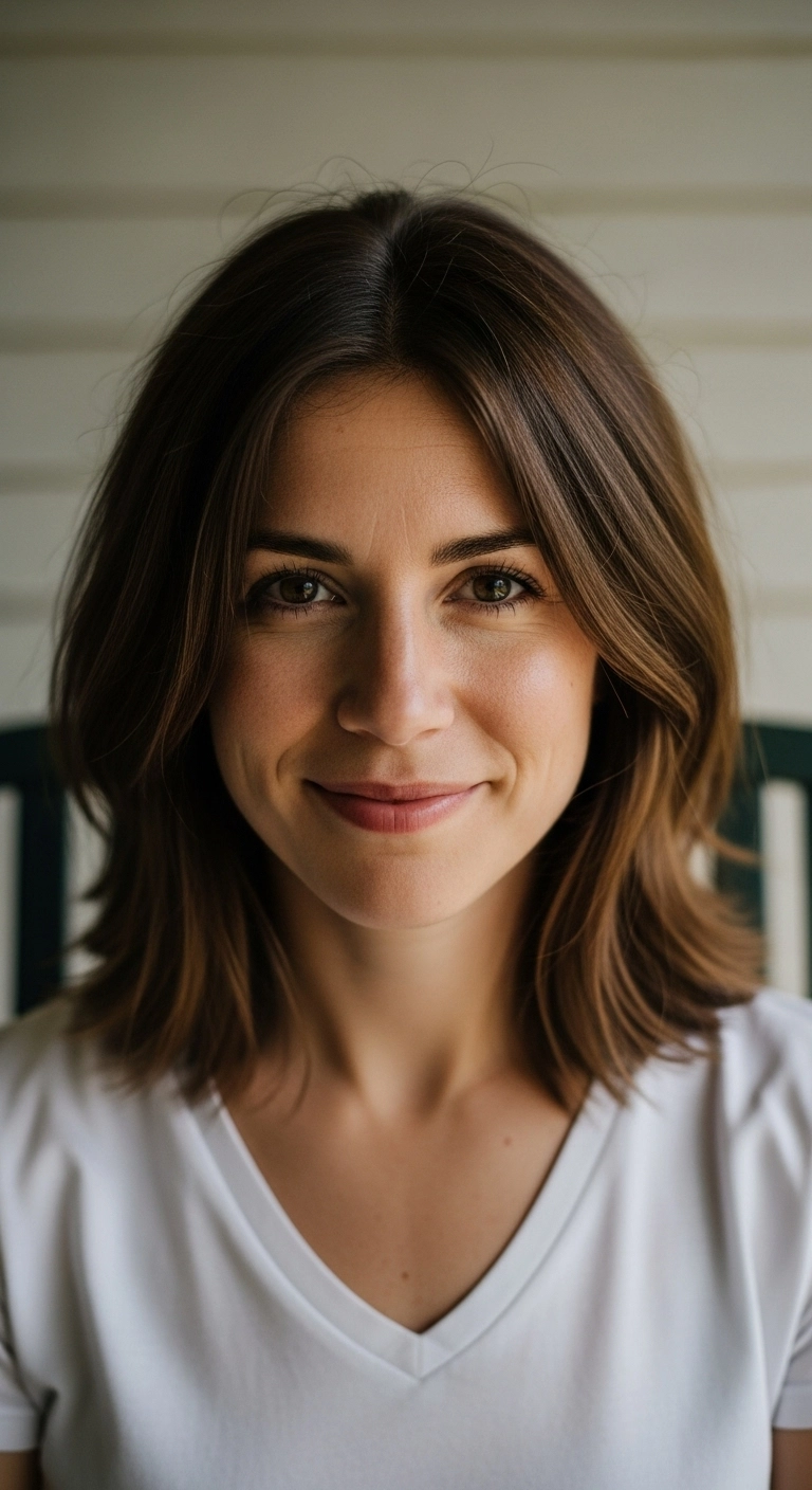 Effortless Layered Collarbone Lob with Soft Curtain Framing