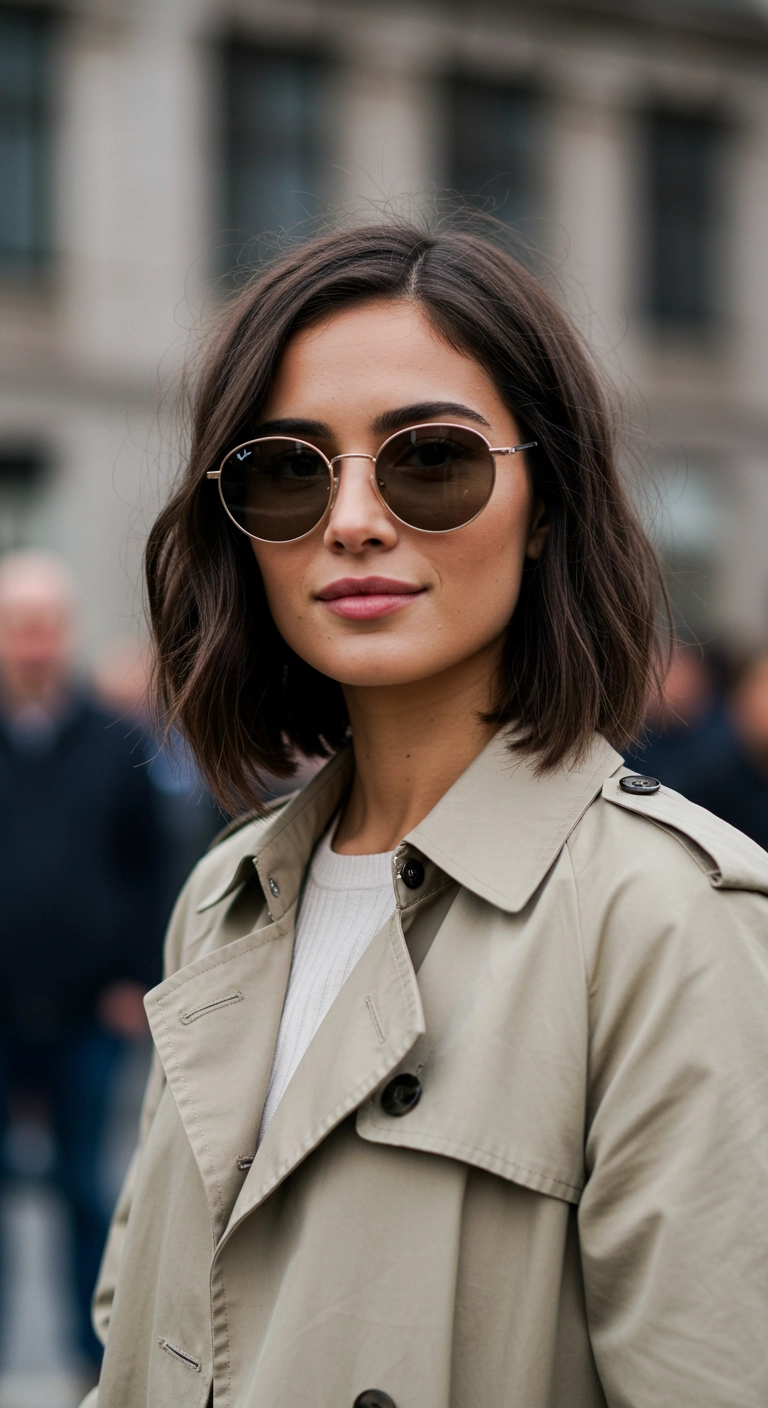 Chic Parisian Tousled Blunt Bob in Rich Chocolate