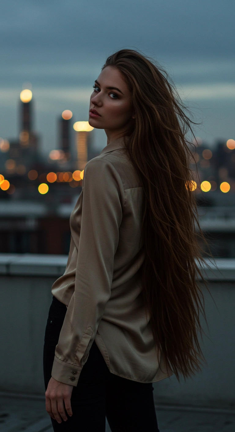 Cascading Extra-Long Chestnut Brown Layers