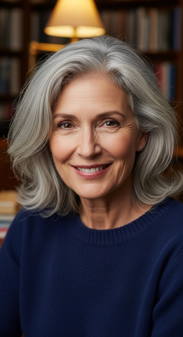 Soft Layered Silver Lob with Polished Outward Flip