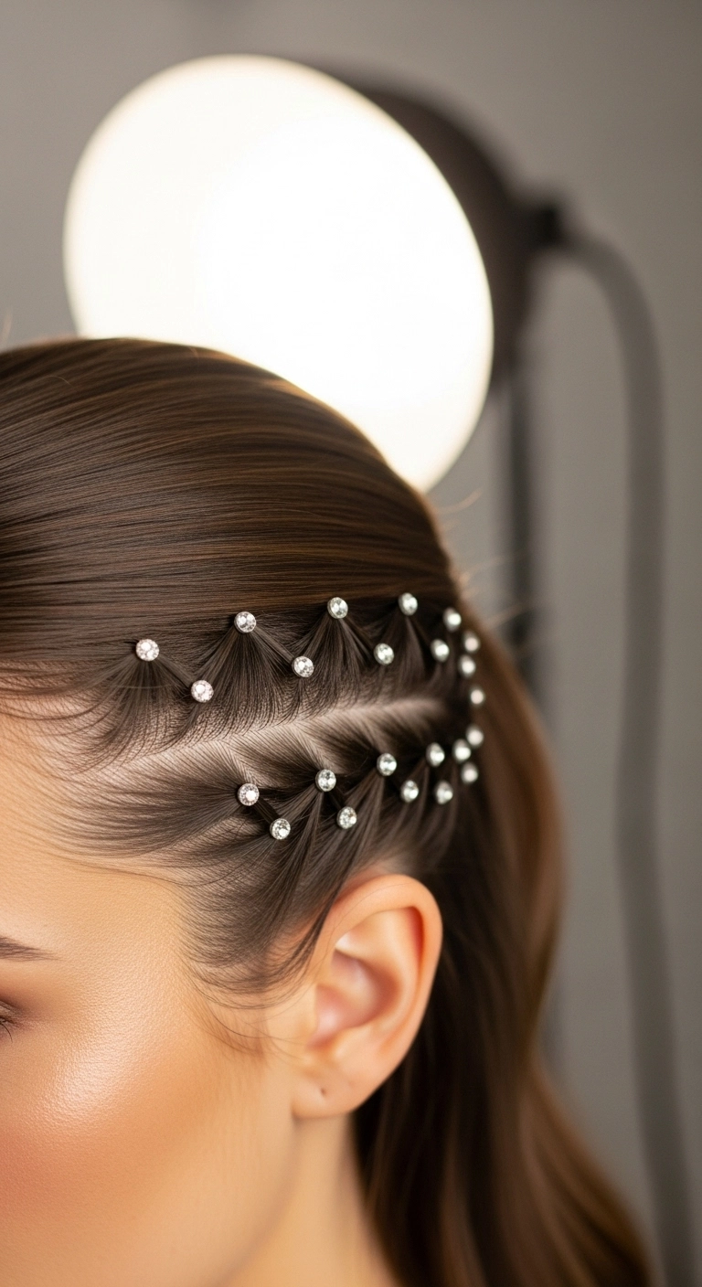 Geometric Rhinestone Lattice Sleek Side Style