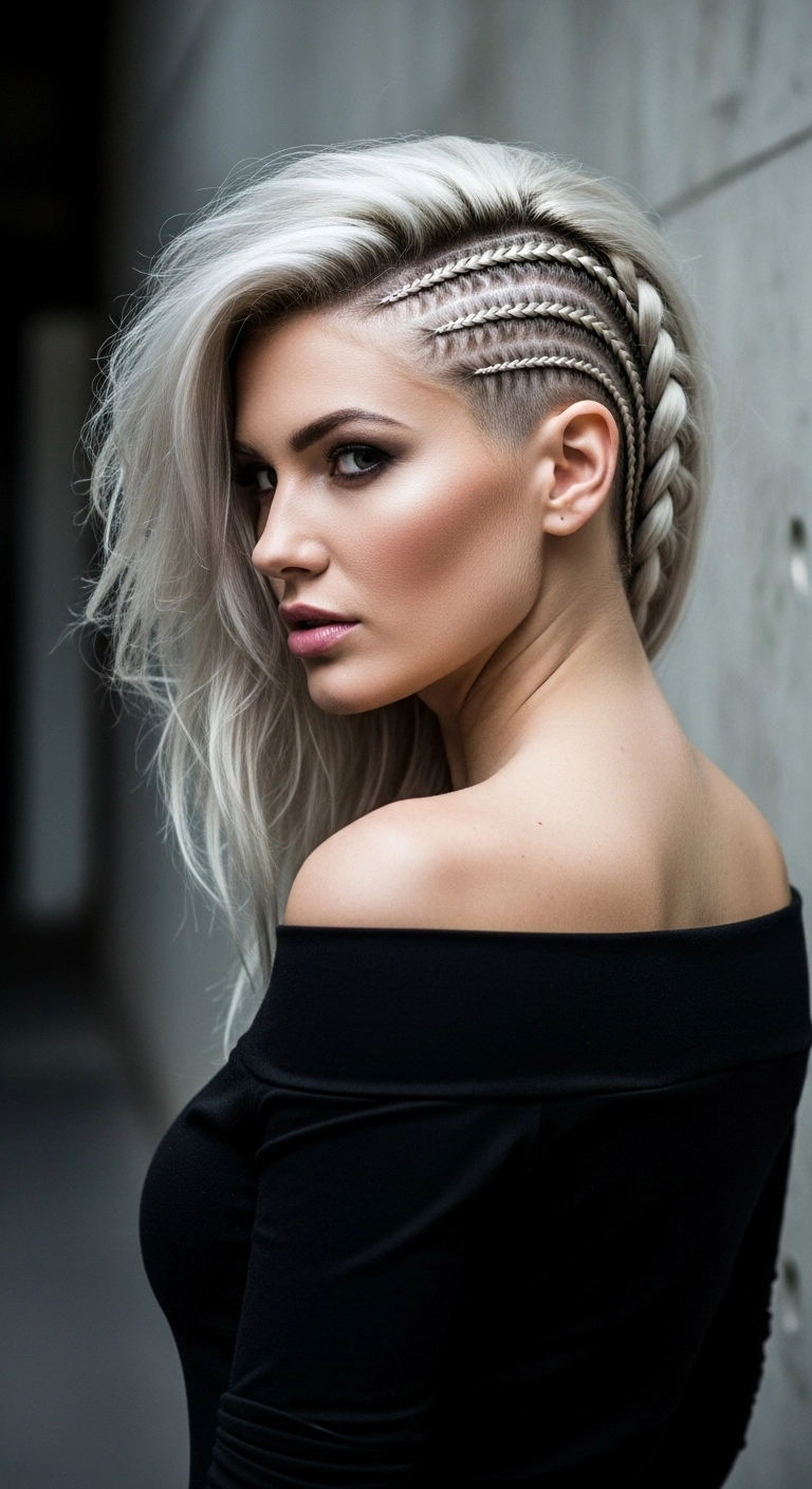 Icy Platinum Side Cornrows with Edgy Undercut