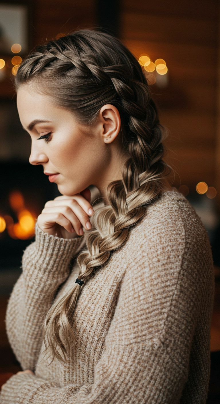 Chunky Dutch Side Braid with Dimensional Highlights